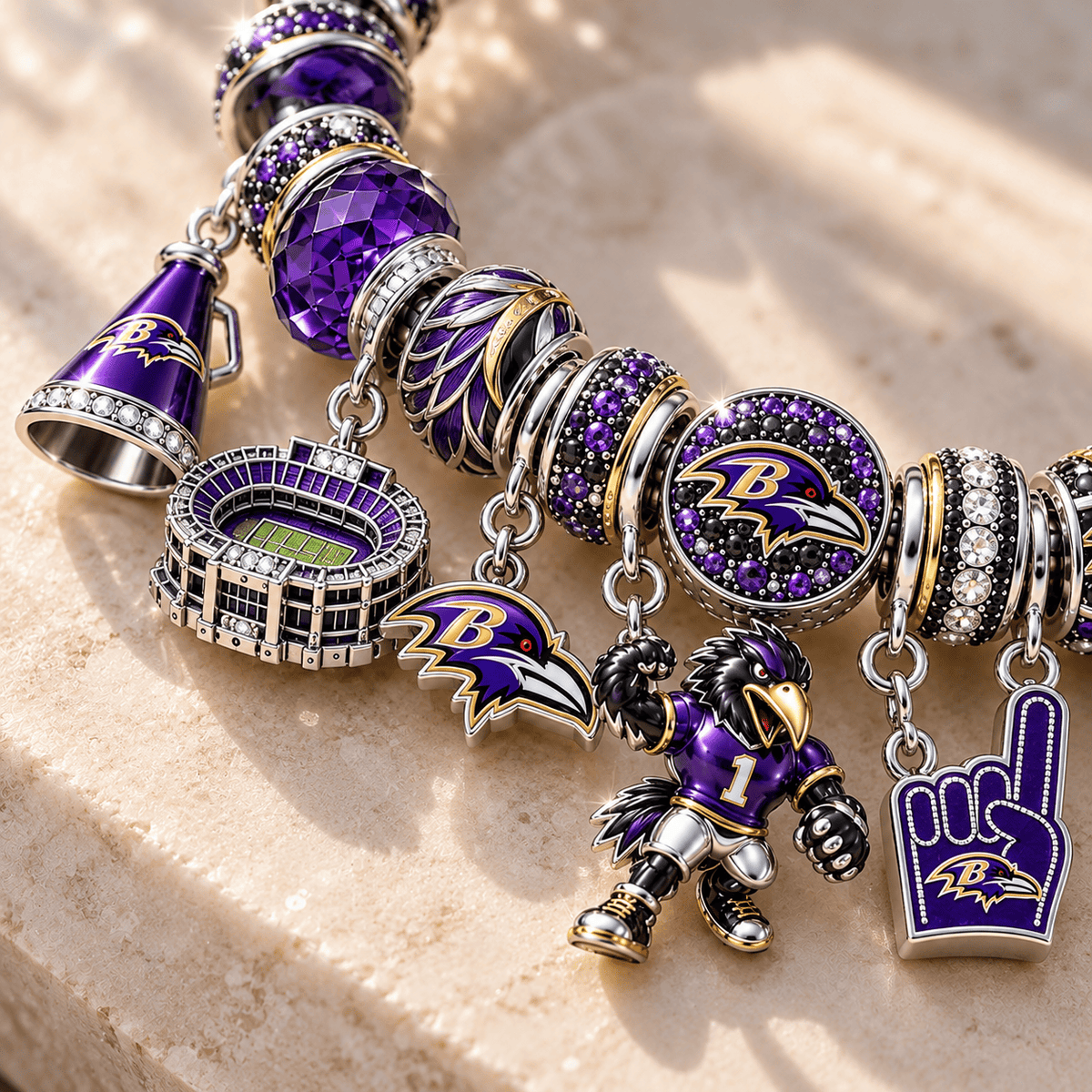 BTR Silver Charm Bracelet Set NTTB