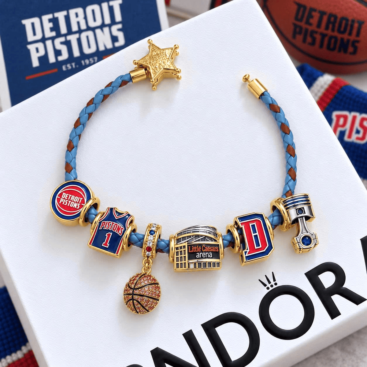 DTP Braided Leather Charm Bracelet Set VTH